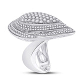 14kt White Gold Womens Round Diamond Fashion Cluster Pear Ring 2-1/5 Cttw