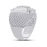 14kt White Gold Mens Round Diamond Square Ring 1-7/8 Cttw