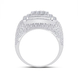 14kt White Gold Mens Round Diamond Square Ring 1-7/8 Cttw