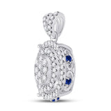 14kt White Gold Womens Round Diamond Oval Cluster Pendant 1/2 Cttw