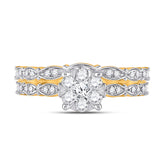14kt Yellow Gold Round Diamond Bridal Wedding Ring Band Set 1/2 Cttw