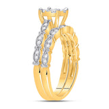 14kt Yellow Gold Round Diamond Bridal Wedding Ring Band Set 1/2 Cttw