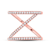 14kt Rose Gold Womens Round Diamond Negative-Space Fashion Ring 1/2 Cttw