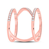 14kt Rose Gold Womens Round Diamond Negative-Space Fashion Ring 1/2 Cttw