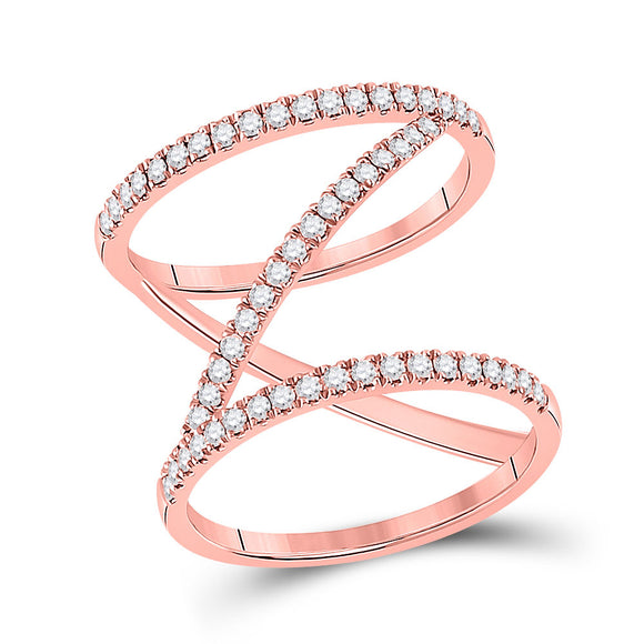 14kt Rose Gold Womens Round Diamond Negative-Space Fashion Ring 1/2 Cttw