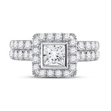 14kt White Gold Princess Diamond Bridal Wedding Ring Band Set 2 Cttw