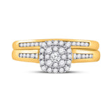 10kt Yellow Gold Round Diamond Bridal Wedding Ring Band Set 1/2 Cttw