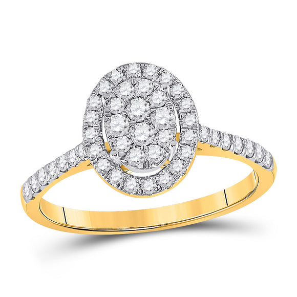10kt Yellow Gold Round Diamond Cluster Bridal Wedding Engagement Ring 1/2 Cttw