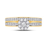 10kt Yellow Gold Round Diamond Bridal Wedding Ring Band Set 1/2 Cttw