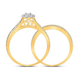 10kt Yellow Gold Round Diamond Bridal Wedding Ring Band Set 1/2 Cttw