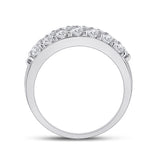 14kt White Gold Womens Round Diamond Triple Row Pave Band Ring 2 Cttw