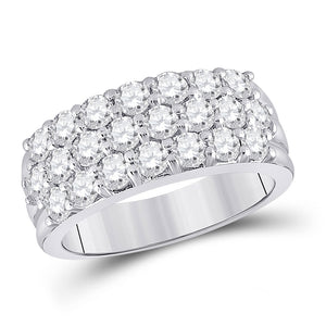 14kt White Gold Womens Round Diamond Triple Row Pave Band Ring 2 Cttw