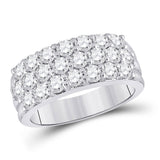 14kt White Gold Womens Round Diamond Triple Row Pave Band Ring 2 Cttw