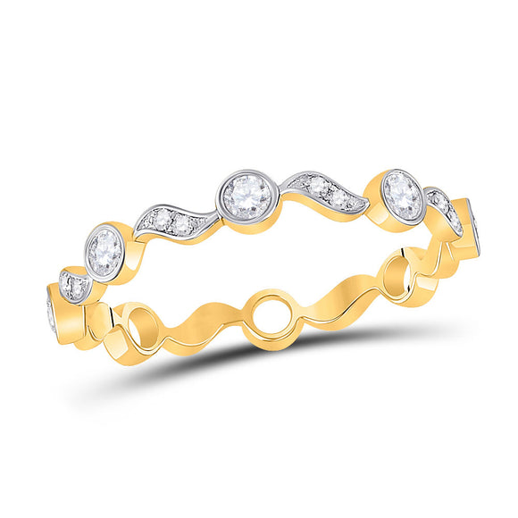 10kt Yellow Gold Womens Round Diamond Stackable Band Ring 1/4 Cttw