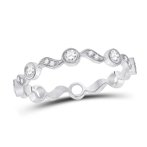 10kt White Gold Womens Round Diamond Stackable Band Ring 1/4 Cttw
