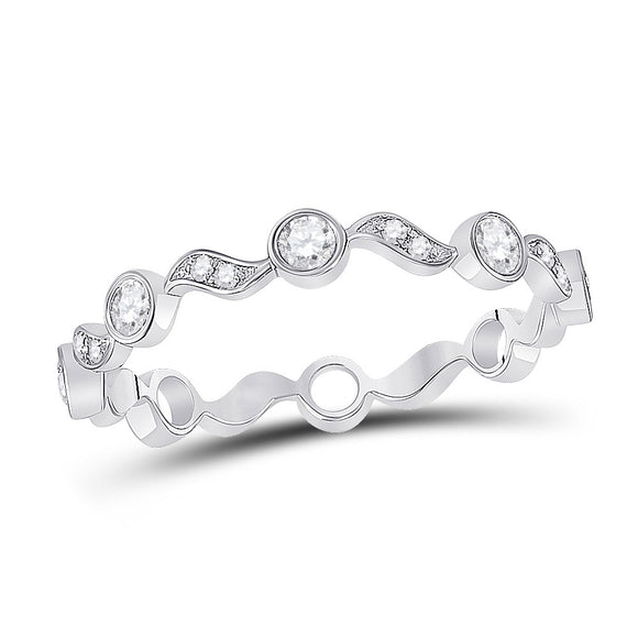 10kt White Gold Womens Round Diamond Stackable Band Ring 1/4 Cttw