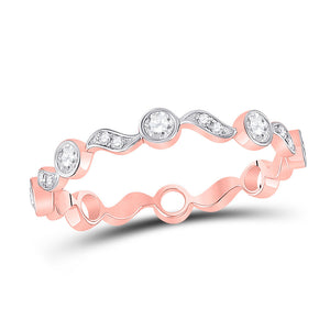 10kt Rose Gold Womens Round Diamond Stackable Band Ring 1/4 Cttw
