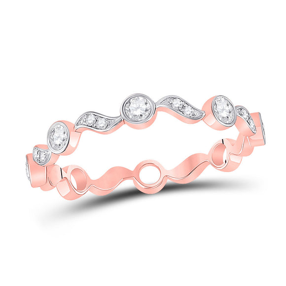 10kt Rose Gold Womens Round Diamond Stackable Band Ring 1/4 Cttw