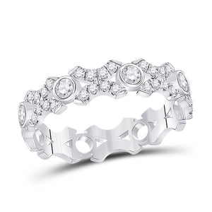 10kt White Gold Womens Round Diamond XOXO Stackable Band Ring 1/2 Cttw