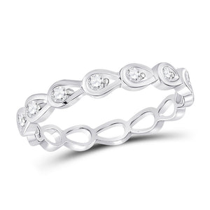 10kt White Gold Womens Round Diamond Stackable Band Ring 1/5 Cttw