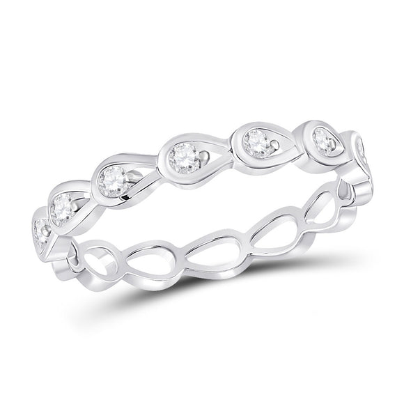 10kt White Gold Womens Round Diamond Stackable Band Ring 1/5 Cttw