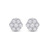 14kt White Gold Womens Round Diamond Flower Cluster Earrings 3/4 Cttw