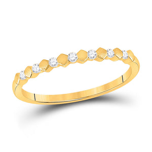 14kt Yellow Gold Womens Round Diamond Stackable Band Ring 1/10 Cttw