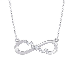 10kt White Gold Womens Round Diamond Infinity Necklace 1/10 Cttw