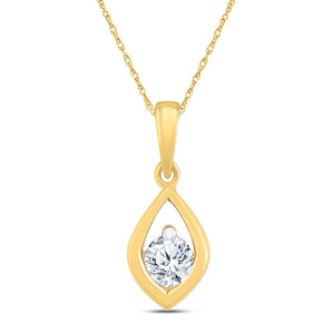10kt Yellow Gold Womens Round Diamond Solitaire Pendant 1/6 Cttw