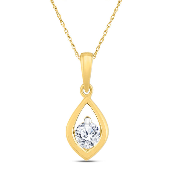 10kt Yellow Gold Womens Round Diamond Solitaire Pendant 1/6 Cttw