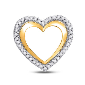 10kt Yellow Gold Womens Round Diamond Heart Pendant 1/8 Cttw