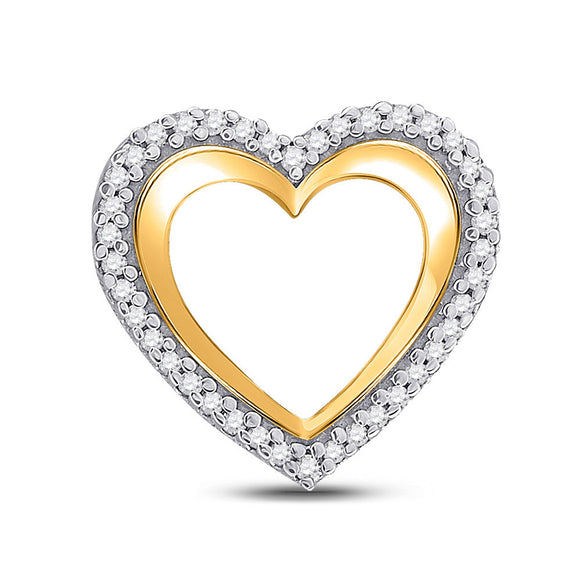10kt Yellow Gold Womens Round Diamond Heart Pendant 1/8 Cttw