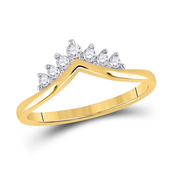10kt Yellow Gold Womens Round Diamond Band Ring 1/6 Cttw