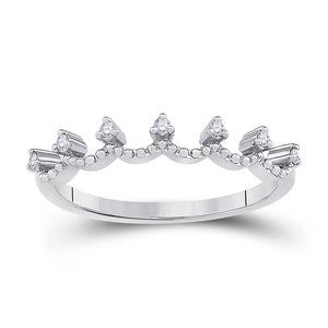 10kt White Gold Womens Round Diamond Band Ring 1/12 Cttw