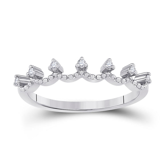 10kt White Gold Womens Round Diamond Band Ring 1/12 Cttw