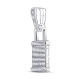10kt White Gold Mens Round Diamond Lock Padlock Charm Pendant 1-1/2 Cttw