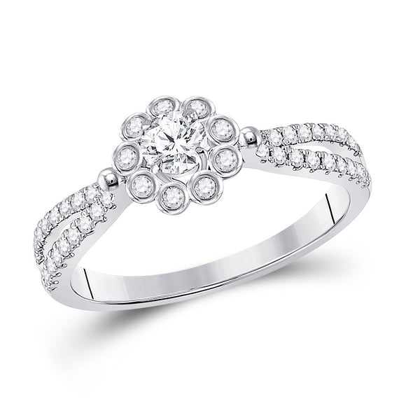14kt White Gold Round Diamond Solitaire Bridal Wedding Engagement Ring 1/2 Cttw