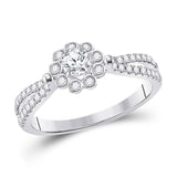 14kt White Gold Round Diamond Solitaire Bridal Wedding Engagement Ring 1/2 Cttw