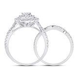 14kt White Gold Round Diamond Bridal Wedding Ring Band Set 1 Cttw