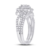 14kt White Gold Round Diamond Bridal Wedding Ring Band Set 1 Cttw
