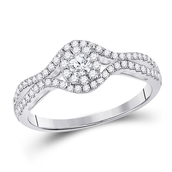14kt White Gold Round Diamond Solitaire Bridal Wedding Engagement Ring 1/2 Cttw