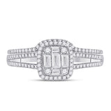 14kt White Gold Baguette Diamond Bridal Wedding Ring Band Set 1/2 Cttw