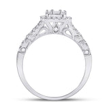 14kt White Gold Baguette Diamond Cluster Bridal Wedding Engagement Ring 5/8 Cttw