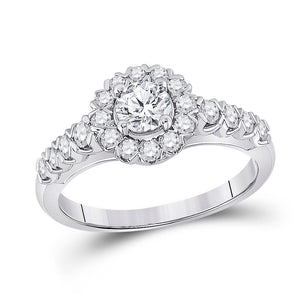 14kt White Gold Round Diamond Solitaire Bridal Wedding Engagement Ring 1 Cttw