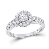 14kt White Gold Round Diamond Solitaire Bridal Wedding Engagement Ring 1 Cttw