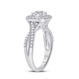 14kt White Gold Womens Round Diamond Square Cluster Ring 1/2 Cttw