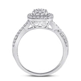 14kt White Gold Womens Round Diamond Square Cluster Ring 1/2 Cttw
