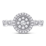14kt White Gold Womens Round Diamond Cluster Ring 1/2 Cttw