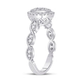 14kt White Gold Womens Round Diamond Cluster Ring 1/2 Cttw