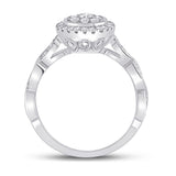 14kt White Gold Womens Round Diamond Cluster Ring 1/2 Cttw